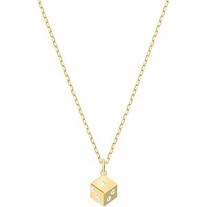 Swarovski Gold Plated Crystal Tarot Magic Dice Necklace NWT